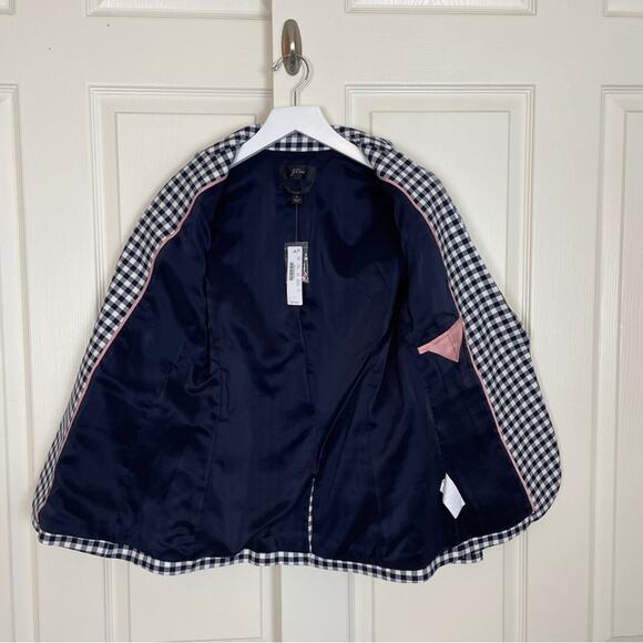 J.Crew Parke Blazer Navy Gingham Check Lined Classic Tailored Jacket NWT - Picture 5 of 10